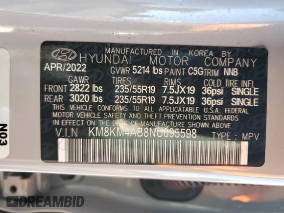 ✅ 2022 Hyundai Ioniq 5 SE Standard Range • VIN: KM8KM4AB8NU095598 • Lot: 86716995. Wystawiony na Copart z przebiegiem 50 117 mil. Bezpłatny archiwum sprzedaży aukcyjnych z USA i szczegółowy raport historii pojazdu na DreamBid. Zdjęcie 14.