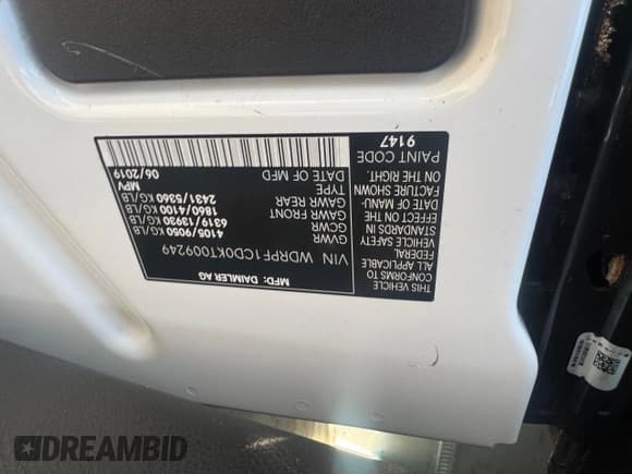 ✅ 2019 Freightliner Sprinter • VIN: WDRPF1CD0KT009249 • Лот: 45033195. Опубликован ранее на Copart с пробегом Не указан. Бесплатный доступ к архиву аукционных продаж из США и подробный отчёт об истории автомобиля на DreamBid. Изображение 10.