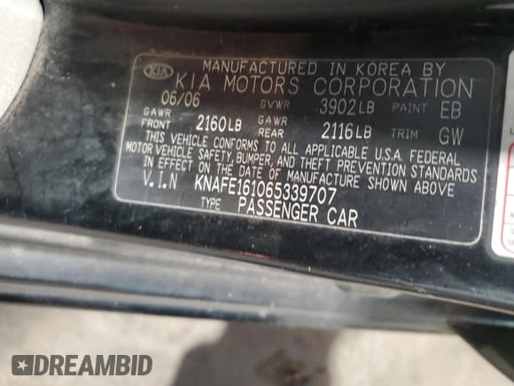 ✅ 2006 Kia Spectra • VIN: KNAFE161065339707 • Lot: 70429615. Wystawiony na Copart z przebiegiem 170 222 mil. Bezpłatny archiwum sprzedaży aukcyjnych z USA i szczegółowy raport historii pojazdu na DreamBid. Zdjęcie 12.