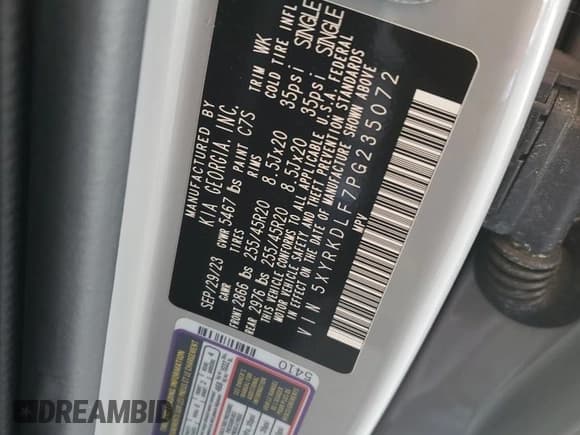 ✅ 2023 Kia Sorento SX • VIN: 5XYRKDLF7PG235072 • Лот: 66639835. Опубликован ранее на Copart с пробегом 17 322 миль. Бесплатный доступ к архиву аукционных продаж из США и подробный отчёт об истории автомобиля на DreamBid. Изображение 13.