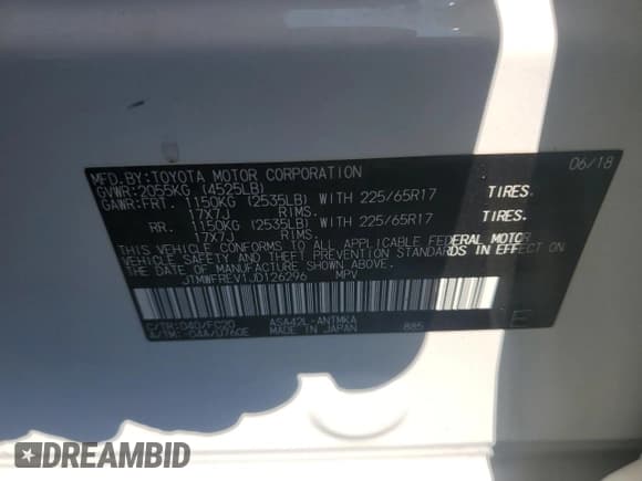 ✅ 2018 Toyota RAV4 XLE • VIN: JTMWFREV1JD126296 • Lot: 50650045. Listed on Copart with 77,347 mi. Free auction sales archive from the USA and detailed vehicle history report at DreamBid. Image 14.