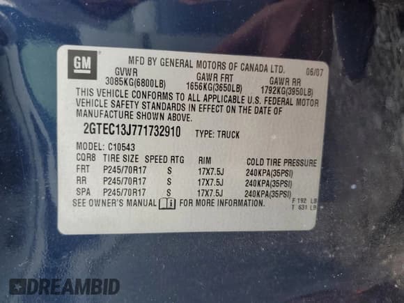 ✅ 2007 GMC Sierra 1500 SLT • VIN: 2GTEC13J771732910 • Лот: 89670855. Опубликован ранее на Copart с пробегом 312 564 миль. Бесплатный доступ к архиву аукционных продаж из США и подробный отчёт об истории автомобиля на DreamBid. Изображение 12.