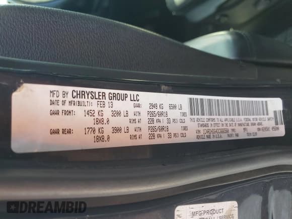 ✅ 2013 Dodge Durango Crew • VIN: 1C4RDHDG4DC666560 • Лот: 62062095. Опубликован ранее на Copart с пробегом 165 978 миль. Бесплатный доступ к архиву аукционных продаж из США и подробный отчёт об истории автомобиля на DreamBid. Изображение 13.