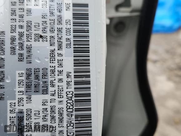 ✅ 2022 Mazda CX-9 Touring Plus • VIN: JM3TCBAY4N0620403 • Lot: 70226415. Wystawiony na Copart z przebiegiem Nie podano. Bezpłatny archiwum sprzedaży aukcyjnych z USA i szczegółowy raport historii pojazdu na DreamBid. Zdjęcie 14.