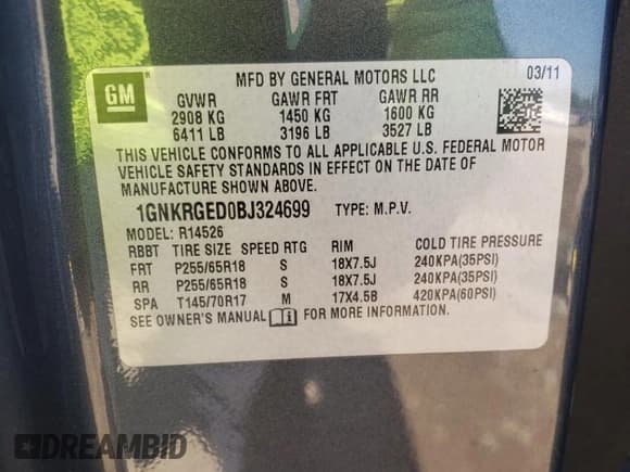 ✅ 2011 Chevrolet Traverse 1LT • VIN: 1GNKRGED0BJ324699 • Lot: 69814704. Wystawiony na Copart z przebiegiem 232 468 mil. Bezpłatny archiwum sprzedaży aukcyjnych z USA i szczegółowy raport historii pojazdu na DreamBid. Zdjęcie 12.