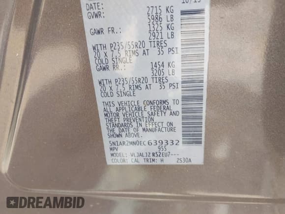 ✅ 2014 Nissan Pathfinder SL • VIN: 5N1AR2MN0EC639332 • Lot: 42238169. Listed on IAAI with 153,704 mi. Free auction sales archive from the USA and detailed vehicle history report at DreamBid. Image 9.