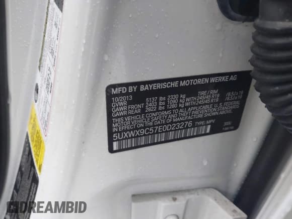 ✅ 2014 BMW X3 xDrive28i • VIN: 5UXWX9C57E0D23276 • Lot: 43535360. Wystawiony na IAAI z przebiegiem 167 854 mil. Bezpłatny archiwum sprzedaży aukcyjnych z USA i szczegółowy raport historii pojazdu na DreamBid. Zdjęcie 9.