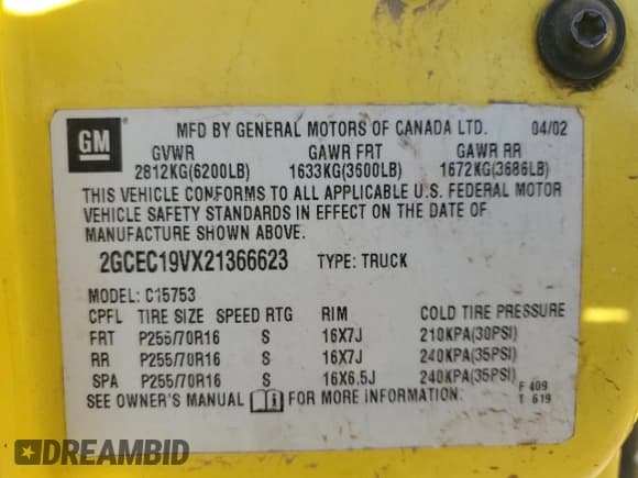 ✅ 2002 Chevrolet Silverado 1500 LS • VIN: 2GCEC19VX21366623 • Лот: 75912354. Опубликован ранее на Copart с пробегом Не указан. Бесплатный доступ к архиву аукционных продаж из США и подробный отчёт об истории автомобиля на DreamBid. Изображение 12.