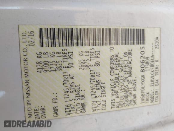 ✅ 2016 Nissan NV Cargo SV • VIN: 1N6BF0LYXGN806205 • Лот: 43290388. Опубликован ранее на IAAI с пробегом 429 078 миль. Бесплатный доступ к архиву аукционных продаж из США и подробный отчёт об истории автомобиля на DreamBid. Изображение 9.