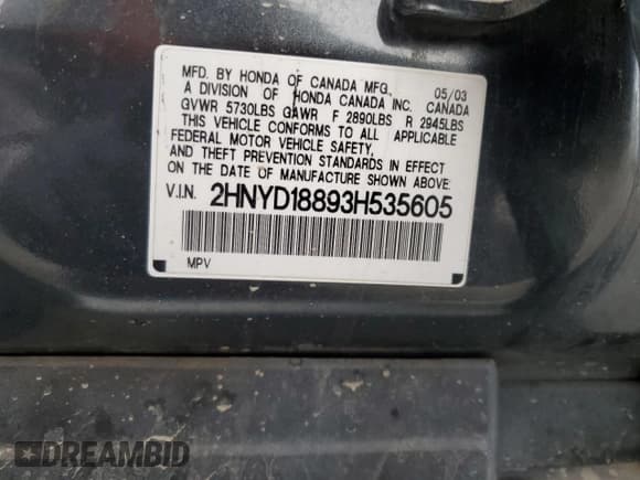 ✅ 2003 Acura MDX Touring • VIN: 2HNYD18893H535605 • Lot: 83959865. Wystawiony na Copart z przebiegiem 109 068 mil. Bezpłatny archiwum sprzedaży aukcyjnych z USA i szczegółowy raport historii pojazdu na DreamBid. Zdjęcie 13.