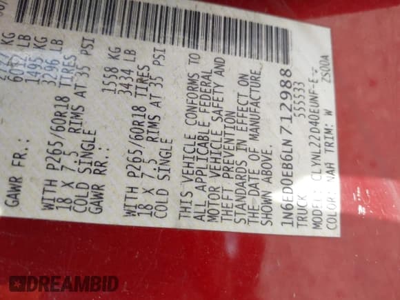 ✅ 2020 Nissan Frontier SV • VIN: 1N6ED0EB6LN712988 • Lot: 42280260. Listed on IAAI with 24,026 mi. Free auction sales archive from the USA and detailed vehicle history report at DreamBid. Image 9.