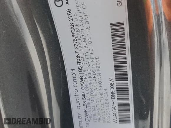 ✅ 2013 Audi RS 5 • VIN: WUAC6AFH1DN900674 • Lot: 75234994. Listed on Copart with Not provided. Free auction sales archive from the USA and detailed vehicle history report at DreamBid. Image 13.