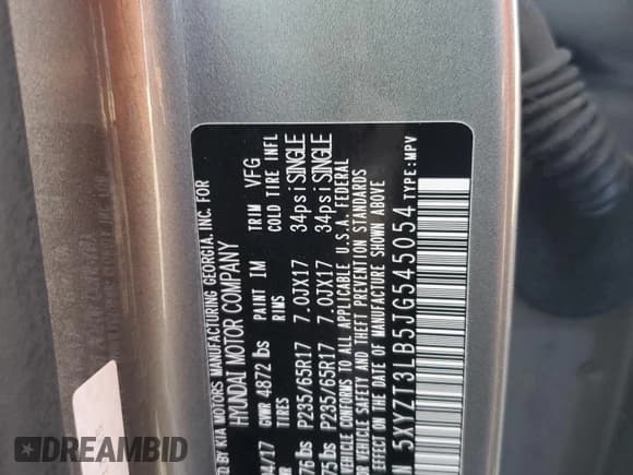 ✅ 2018 Hyundai Santa Fe 2.4L • VIN: 5XYZT3LB5JG545054 • Lot: 91289535. Listed on Copart with 75,555 mi. Free auction sales archive from the USA and detailed vehicle history report at DreamBid. Image 13.