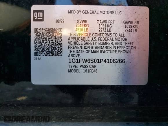 2023 Chevrolet Bolt EV 1LT с VIN 1G1FW6S01P4106266, выставлен на аукционе Copart как лот 37121054 с пробегом 17 750 миль миль и . История ставок и продаж доступна на DreamBid. Изображение 12.