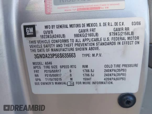 ✅ 2006 Chevrolet HHR LT • VIN: 3GNDA23P56S635663 • Lot: 41277098. Listed on IAAI with 142,371 mi. Free auction sales archive from the USA and detailed vehicle history report at DreamBid. Image 9.