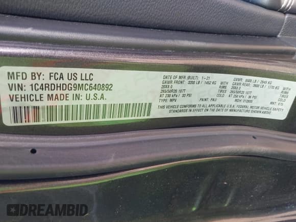 ✅ 2021 Dodge Durango GT Plus • VIN: 1C4RDHDG9MC640892 • Lot: 42164122. Listed on IAAI with 83,680 mi. Free auction sales archive from the USA and detailed vehicle history report at DreamBid. Image 9.