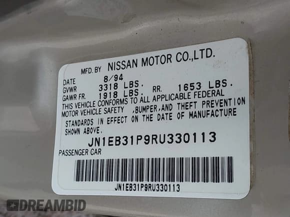 ✅ 1994 Nissan Sentra E • VIN: JN1EB31P9RU330113 • Лот: 41976102. Опубликован ранее на IAAI с пробегом 113 441 миль. Бесплатный доступ к архиву аукционных продаж из США и подробный отчёт об истории автомобиля на DreamBid. Изображение 9.