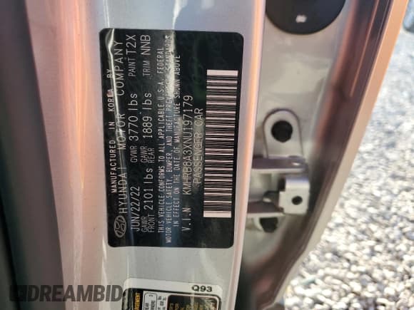 ✅ 2022 Hyundai Venue SE • VIN: KMHRB8A3XNU197179 • Lot: 50105935. Listed on Copart with 21,350 mi. Free auction sales archive from the USA and detailed vehicle history report at DreamBid. Image 13.