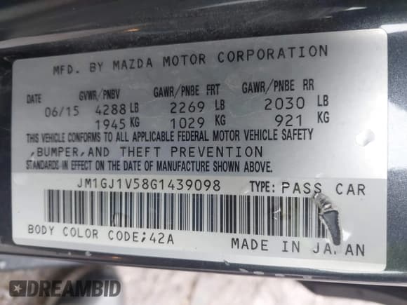 ✅ 2016 Mazda 6 i Touring • VIN: JM1GJ1V58G1439098 • Lot: 43400840. Wystawiony na IAAI z przebiegiem 80 325 mil. Bezpłatny archiwum sprzedaży aukcyjnych z USA i szczegółowy raport historii pojazdu na DreamBid. Zdjęcie 9.