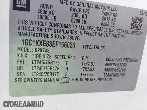 ✅ 2014 Chevrolet Silverado 2500HD LT • VIN: 1GC1KXE83EF156026 • Lot: 41830549. Listed on IAAI with 96,619 mi. Free auction sales archive from the USA and detailed vehicle history report at DreamBid. Image 9.