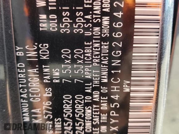 ✅ 2022 Kia Telluride SX • VIN: 5XYP54HC1NG266425 • Lot: 82682475. Listed on Copart with 126,311 mi. Free auction sales archive from the USA and detailed vehicle history report at DreamBid. Image 13.