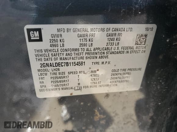 ✅ 2011 Chevrolet Equinox 1LT • VIN: 2GNALDEC7B1154581 • Lot: 82670125. Wystawiony na Copart z przebiegiem 158 384 mil. Bezpłatny archiwum sprzedaży aukcyjnych z USA i szczegółowy raport historii pojazdu na DreamBid. Zdjęcie 12.