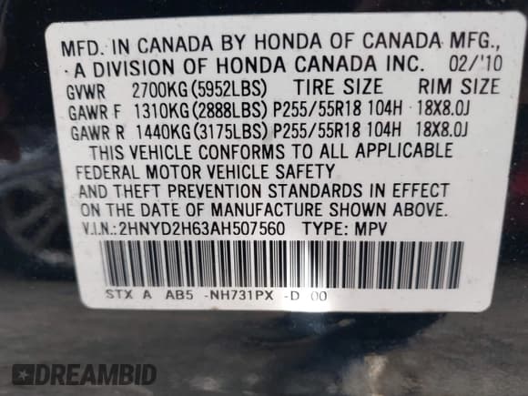 ✅ 2010 Acura MDX Technology • VIN: 2HNYD2H63AH507560 • Лот: 43412823. Опубликован ранее на IAAI с пробегом 172 733 миль. Бесплатный доступ к архиву аукционных продаж из США и подробный отчёт об истории автомобиля на DreamBid. Изображение 9.