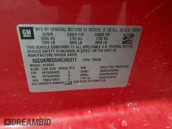 ✅ 2017 Chevrolet Silverado 1500 LT • VIN: 3GCUKREC6HG345317 • Lot: 91011945. Listed on Copart with 164,709 mi. Free auction sales archive from the USA and detailed vehicle history report at DreamBid. Image 12.