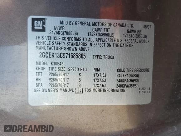 ✅ 2007 Chevrolet Silverado 1500 1LT • VIN: 2GCEK13C971685805 • Lot: 80649245. Listed on Copart with 163,417 mi. Free auction sales archive from the USA and detailed vehicle history report at DreamBid. Image 12.