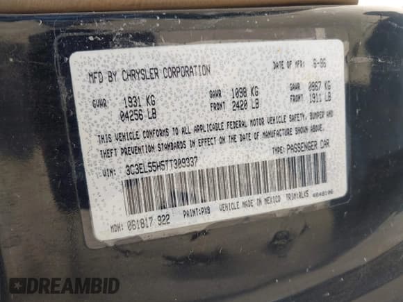 ✅ 1996 Chrysler Sebring JXi • VIN: 3C3EL55H5TT309337 • Lot: 43208186. Wystawiony na IAAI z przebiegiem 169 098 mil. Bezpłatny archiwum sprzedaży aukcyjnych z USA i szczegółowy raport historii pojazdu na DreamBid. Zdjęcie 9.