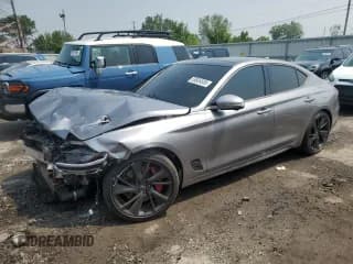 ✅ 2023 Genesis G70 3.3T • VIN: KMTG54TE4PU124498 • Lot: 59504555. Listed on Copart with 16,622 mi. Free auction sales archive from the USA and detailed vehicle history report at DreamBid. Image 1.