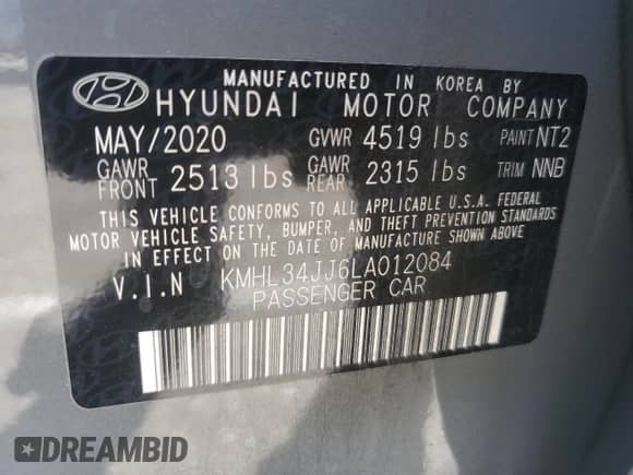 ✅ 2020 Hyundai Sonata Ultimate • VIN: KMHL34JJ6LA012084 • Лот: 69891204. Размещён на Copart с пробегом 118 093 миль миль. Получите бесплатный доступ к архиву аукционных продаж из США и посмотрите подробный отчёт об истории автомобиля на DreamBid. Изображение 12.