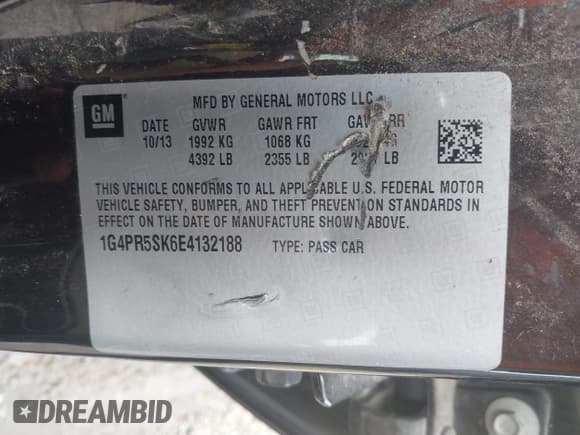 ✅ 2014 Buick Verano Convenience Group • VIN: 1G4PR5SK6E4132188 • Лот: 42968339. Опубликован ранее на IAAI с пробегом 232 418 миль. Бесплатный доступ к архиву аукционных продаж из США и подробный отчёт об истории автомобиля на DreamBid. Изображение 9.