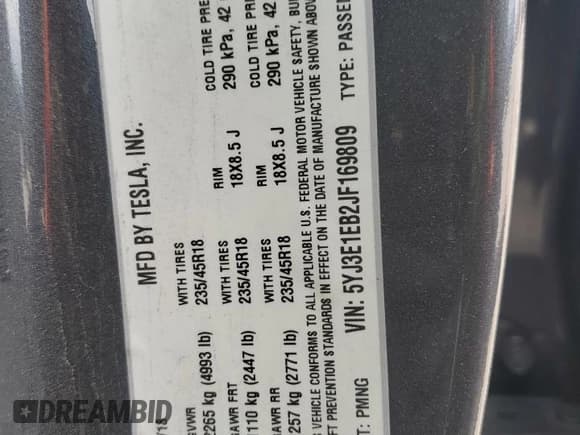 ✅ 2018 Tesla Model 3 Long Range Battery • VIN: 5YJ3E1EB2JF169809 • Lot: 60623104. Wystawiony na Copart z przebiegiem 81 747 mil. Bezpłatny archiwum sprzedaży aukcyjnych z USA i szczegółowy raport historii pojazdu na DreamBid. Zdjęcie 14.