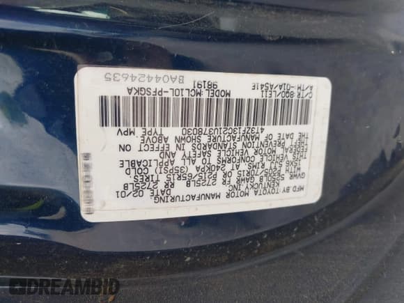 ✅ 2001 Toyota Sienna LE • VIN: 4T3ZF13C21U378030 • Lot: 42443672. Listed on IAAI with 220,688 mi. Free auction sales archive from the USA and detailed vehicle history report at DreamBid. Image 9.