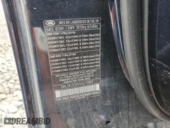 ✅ 2010 Land Rover Range Rover Sport HSE Lux • VIN: SALSK2D4XAA215997 • Лот: 81515355. Опубликован ранее на Copart с пробегом 191 847 миль. Бесплатный доступ к архиву аукционных продаж из США и подробный отчёт об истории автомобиля на DreamBid. Изображение 12.