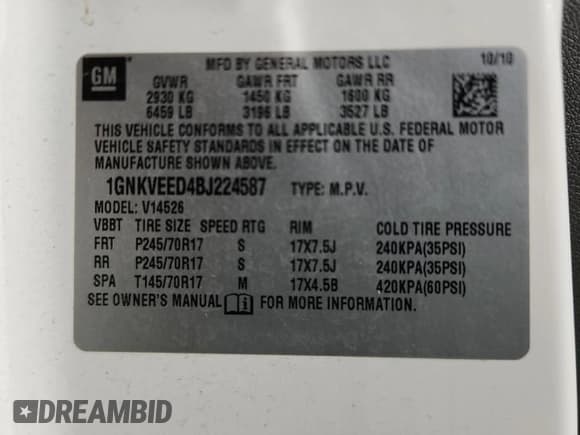 ✅ 2011 Chevrolet Traverse LS • VIN: 1GNKVEED4BJ224587 • Lot: 80447065. Wystawiony na Copart z przebiegiem 181 646 mil. Bezpłatny archiwum sprzedaży aukcyjnych z USA i szczegółowy raport historii pojazdu na DreamBid. Zdjęcie 13.