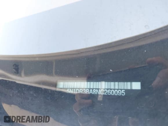 ✅ 2022 Nissan Pathfinder SV • VIN: 5N1DR3BA8NC260095 • Lot: 42748841. Listed on IAAI with 88,067 mi. Free auction sales archive from the USA and detailed vehicle history report at DreamBid. Image 9.