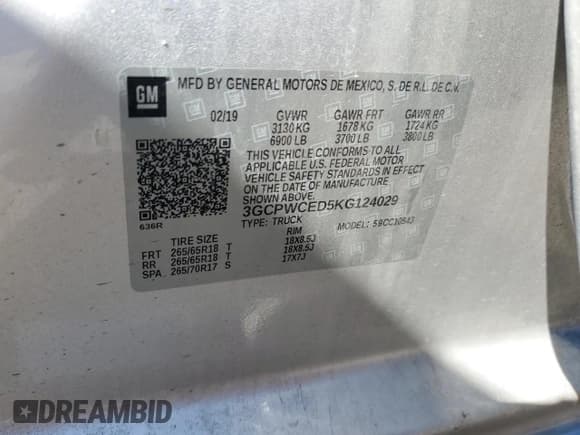 ✅ 2019 Chevrolet Silverado 1500 LT • VIN: 3GCPWCED5KG124029 • Lot: 73432734. Wystawiony na Copart z przebiegiem 71 132 mil. Bezpłatny archiwum sprzedaży aukcyjnych z USA i szczegółowy raport historii pojazdu na DreamBid. Zdjęcie 12.