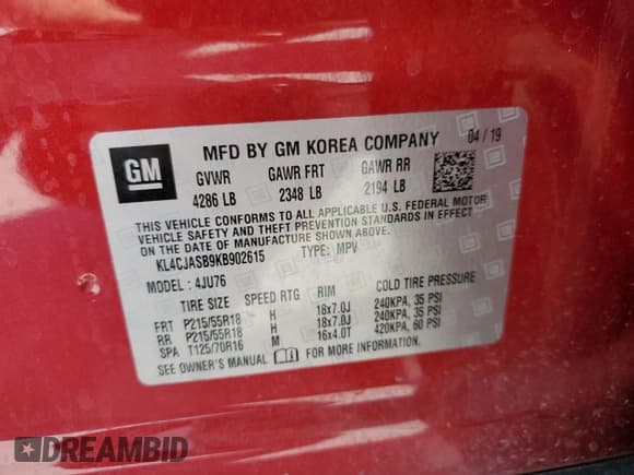 ✅ 2019 Buick Encore Preferred • VIN: KL4CJASB9KB902615 • Lot: 82577435. Wystawiony na Copart z przebiegiem 93 363 mil. Bezpłatny archiwum sprzedaży aukcyjnych z USA i szczegółowy raport historii pojazdu na DreamBid. Zdjęcie 13.