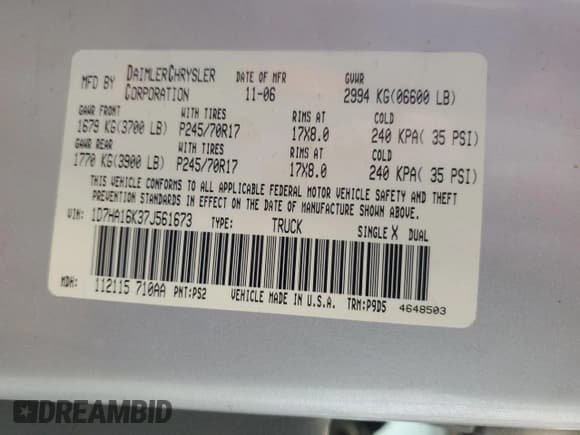 ✅ 2007 Dodge 1500 ST • VIN: 1D7HA16K37J561673 • Лот: 92272915. Опубликован ранее на Copart с пробегом 109 257 миль. Бесплатный доступ к архиву аукционных продаж из США и подробный отчёт об истории автомобиля на DreamBid. Изображение 12.