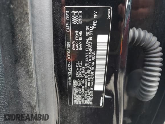 ✅ 2012 Volvo XC90 • VIN: YV4952CZ8C1619830 • Lot: 61394265. Listed on Copart with 209,295 mi. Free auction sales archive from the USA and detailed vehicle history report at DreamBid. Image 13.