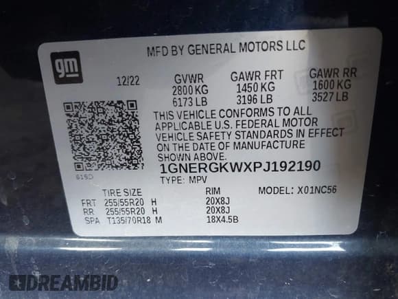 ✅ 2023 Chevrolet Traverse LT Cloth • VIN: 1GNERGKWXPJ192190 • Lot: 42940634. Listed on IAAI with 73,781 mi. Free auction sales archive from the USA and detailed vehicle history report at DreamBid. Image 9.