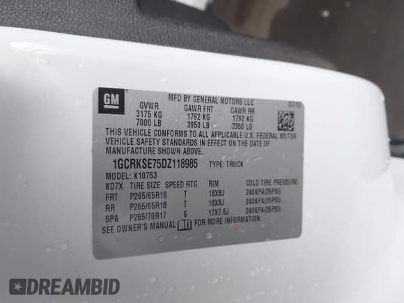 ✅ 2013 Chevrolet Silverado 1500 LT • VIN: 1GCRKSE75DZ118985 • Lot: 43474164. Listed on IAAI with 219,805 mi. Free auction sales archive from the USA and detailed vehicle history report at DreamBid. Image 9.