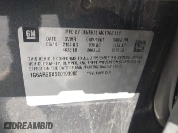 ✅ 2014 Cadillac CTS Luxury RWD • VIN: 1G6AR5SX5E0193905 • Lot: 43399010. Listed on IAAI with 115,555 mi. Free auction sales archive from the USA and detailed vehicle history report at DreamBid. Image 9.