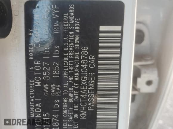 ✅ 2016 Hyundai Accent SE • VIN: KMHCT4AEXGU048786 • Лот: 66229054. Опубликован ранее на Copart с пробегом 68 432 миль. Бесплатный доступ к архиву аукционных продаж из США и подробный отчёт об истории автомобиля на DreamBid. Изображение 14.