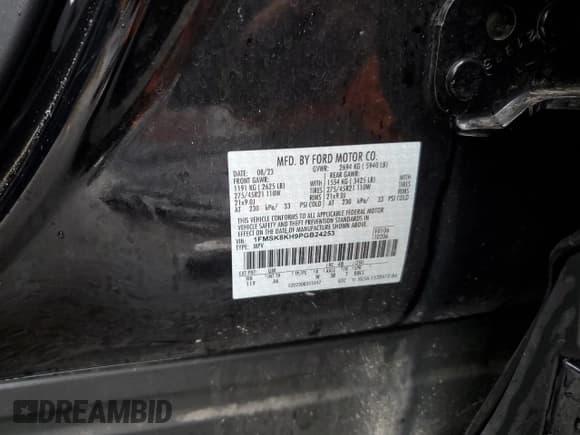 ✅ 2023 Ford Explorer ST-Line • VIN: 1FMSK8KH9PGB24253 • Lot: 83775805. Listed on Copart with 27,876 mi. Free auction sales archive from the USA and detailed vehicle history report at DreamBid. Image 12.