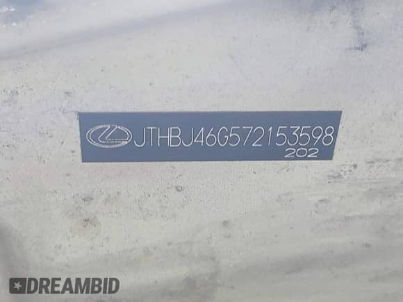 2007 Lexus ES 330 with VIN JTHBJ46G572153598, listed as a IAAI auction lot 43399810 with Not provided miles and . Bid and sale history available at DreamBid. Image 9.