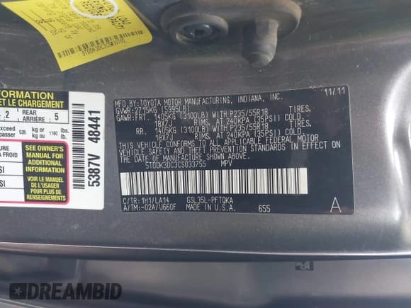 ✅ 2012 Toyota Sienna XLE • VIN: 5TDDK3DC3CS033755 • Lot: 41815132. Wystawiony na IAAI z przebiegiem 189 777 mil. Bezpłatny archiwum sprzedaży aukcyjnych z USA i szczegółowy raport historii pojazdu na DreamBid. Zdjęcie 9.