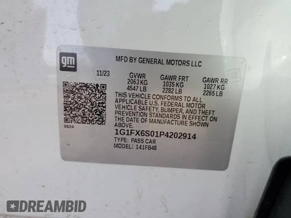 2023 Chevrolet Bolt EV 2LT z VIN 1G1FX6S01P4202914, wystawiony jako Copart lot #44533504 z przebiegiem 2 333 mil mil oraz . Historia ofert i sprzedaży dostępna na DreamBid. Obrazek 12.
